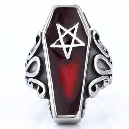 Men's Dark Retro Skull Series Zombie Coffin Resin Ring