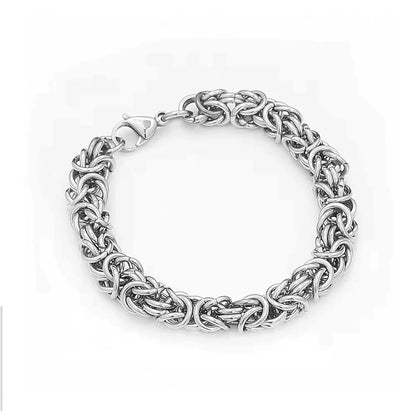 Trendy Vintage Byzantine Interwoven Woven Circle Bracelet for Men, European Cold Style Stainless Steel Chain Jewelry