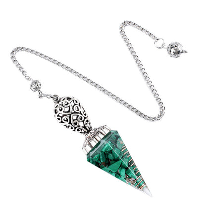 Silvery Crystal Agate Resin Hexagonal Pyramid Spirit Pendulum