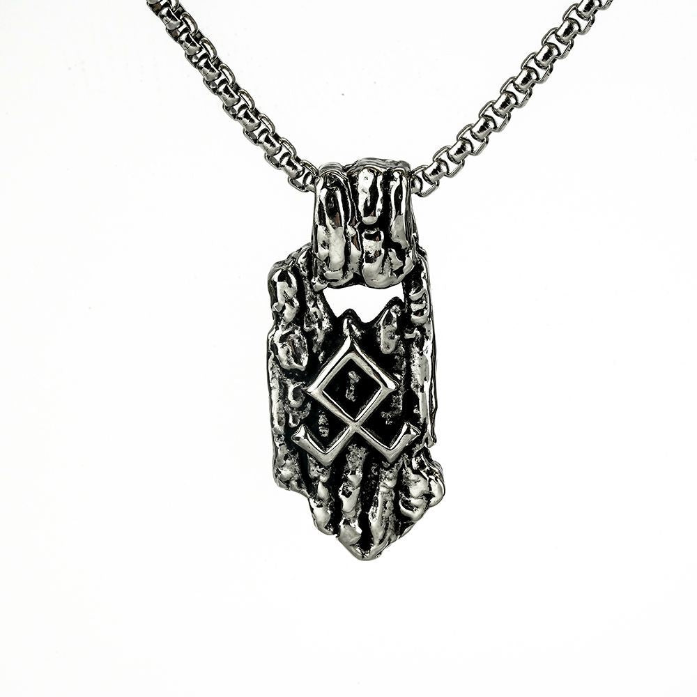 Vintage Nordic Stainless Steel Men's Unique Viking Rune Pendant Necklace