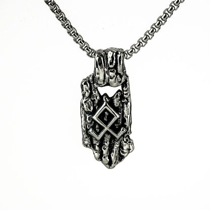 Vintage Nordic Stainless Steel Men's Unique Viking Rune Pendant Necklace