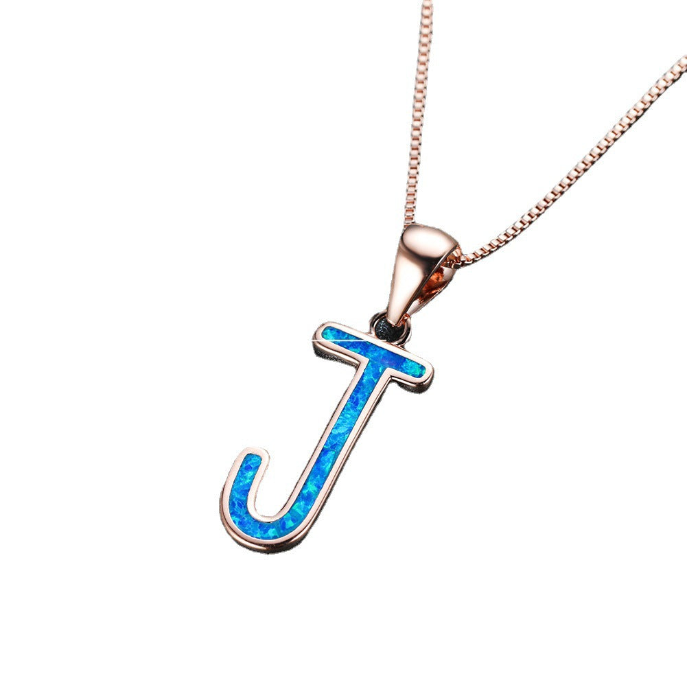 Opal Letter J Necklace