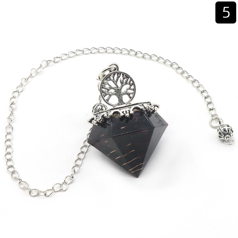 Crystal Agate Resin Gravel Diamond-Shaped Pendulum