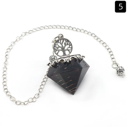 Crystal Agate Resin Gravel Diamond-Shaped Pendulum