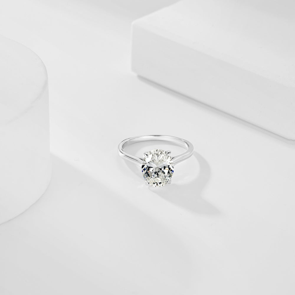 Women's Oval Zirconia Noble Elegant Ring, S925 with White Gold Plating