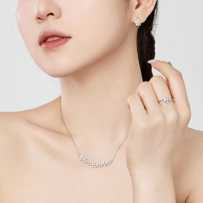 Women's Flower Huggie Hoop Earrings, Inlaid Round Zirconia, S925 with White Gold Plating