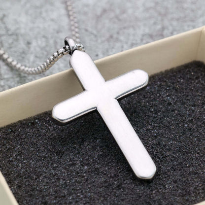 Vintage Stainless Steel Cross Striped Pendant Necklace for Men