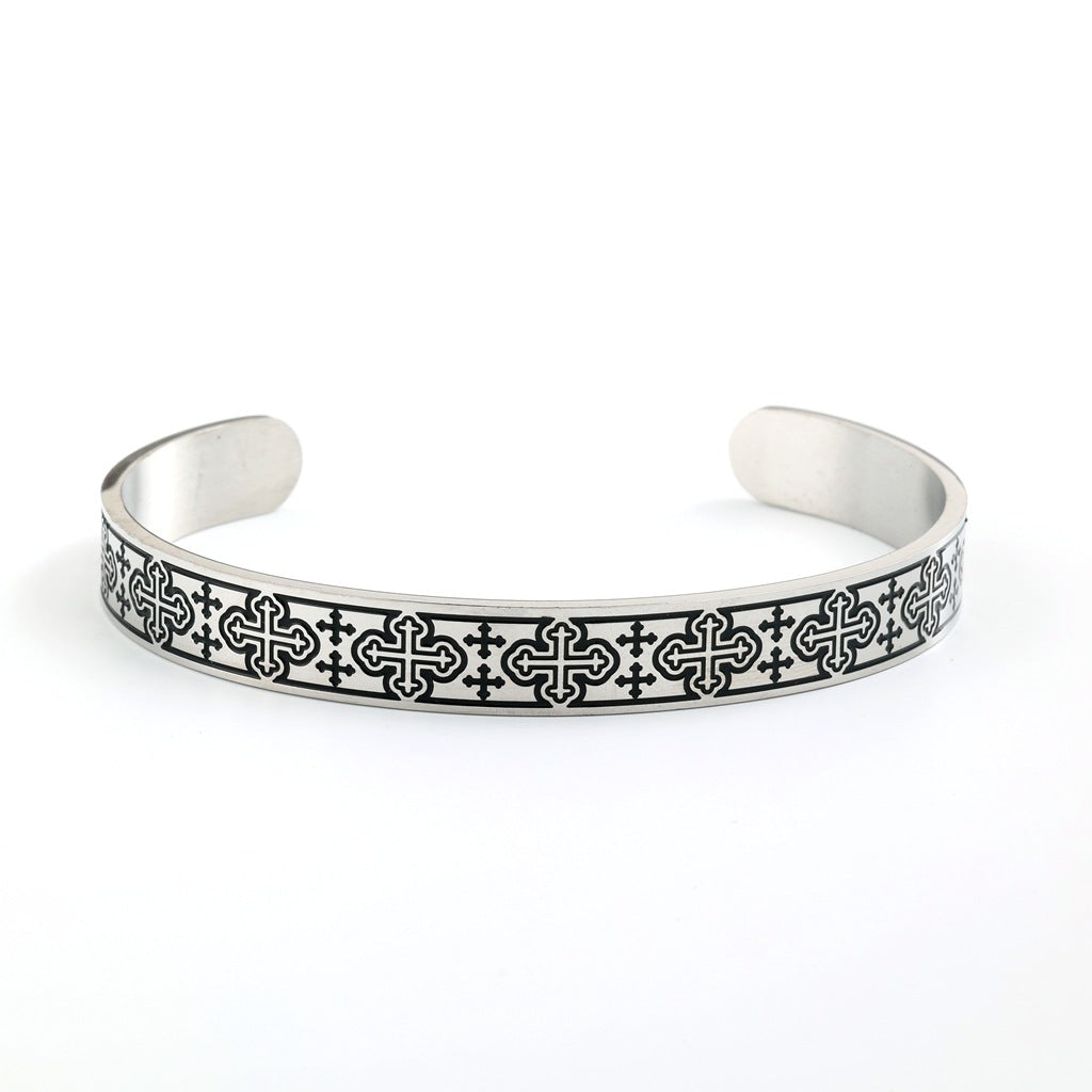 Vintage Celtic Knot Solid Stainless Steel Open C Bangle Men Bracelet