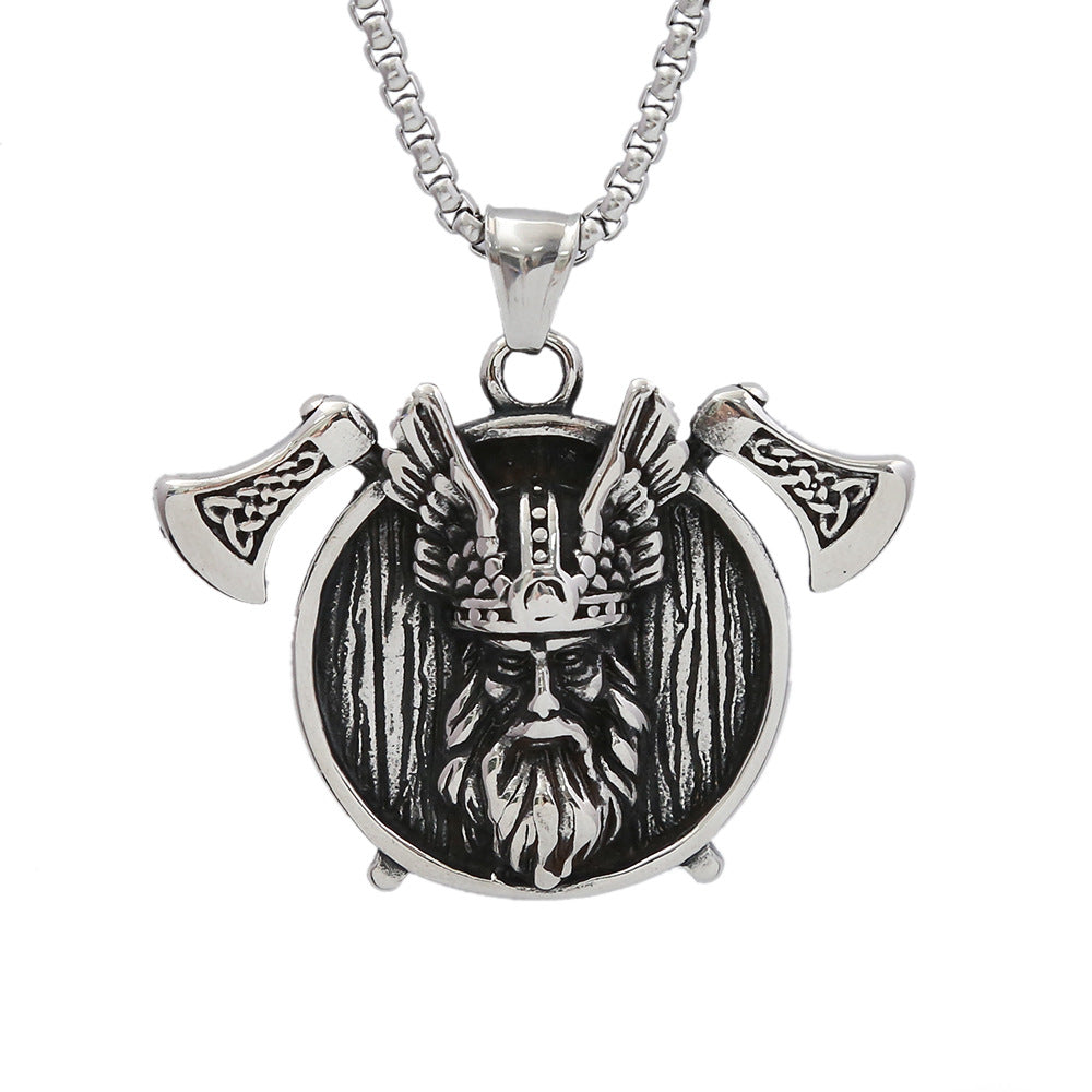 Men's Viking Odin Double Axe Pendant Necklace