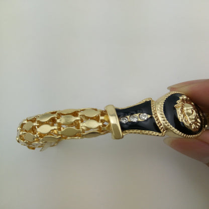 Hip-Hop Alloy Lion Head Snake Bone Bracelet
