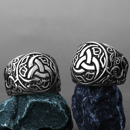 Vintage Solid Stainless Steel Viking Celtic Knot Ring for Men
