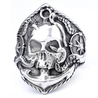 Bold Nautical Anchor Skull Men's Ring