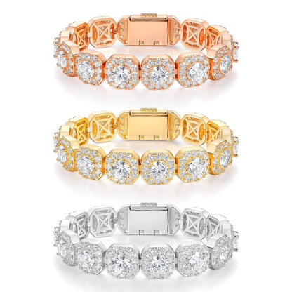 Women&Men's 12mm Cubic Zirconia Flip Clasp Cuban Link Tennis Bracelet
