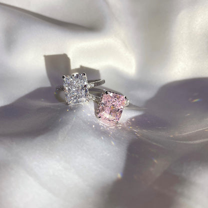 Women's 4.0ct Square Ice Flower Cut Zirconia Trendy Ring, S925 with White Gold Plating