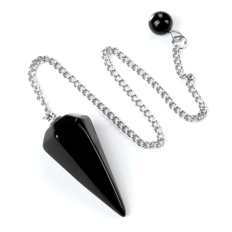 Crystal stone polished hexagonal spirit column pendulum