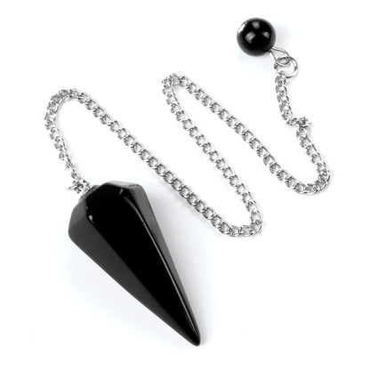 Crystal stone polished hexagonal spirit column pendulum