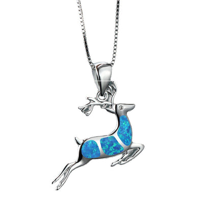 Opal Elk Pendant Necklace