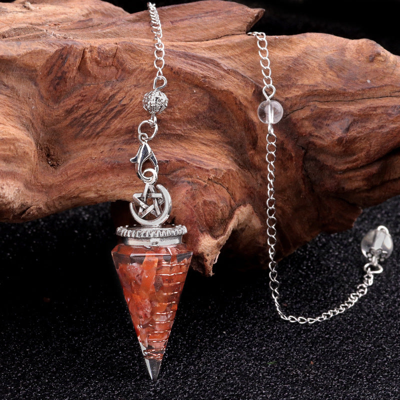 Star Moon Hexagonal Cone Crystal Resin Spirit Pendulum