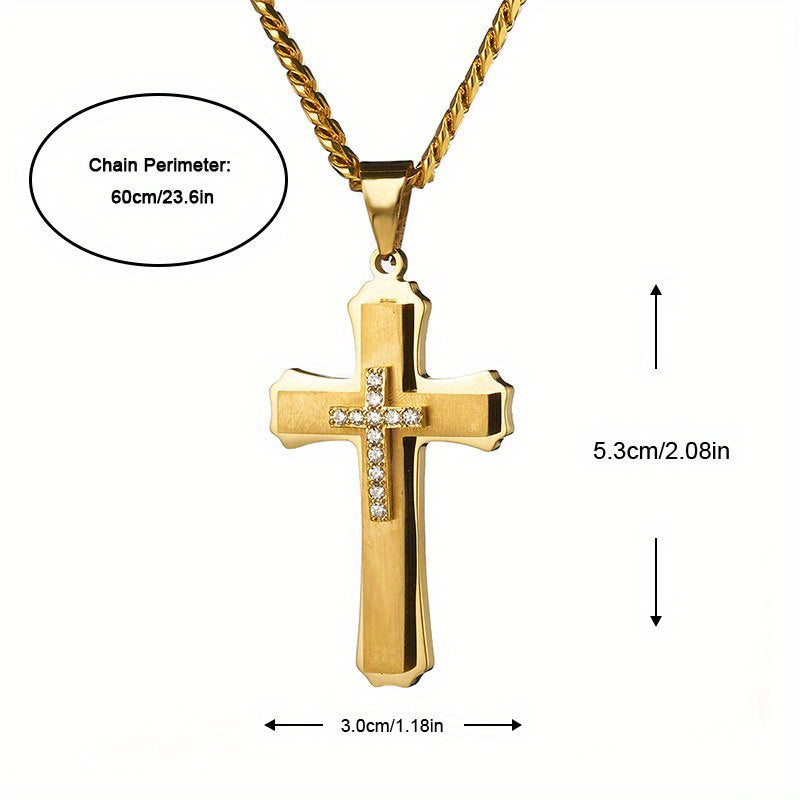 Fashionable And Minimalist Stainless Steel Cross Pendant Necklace