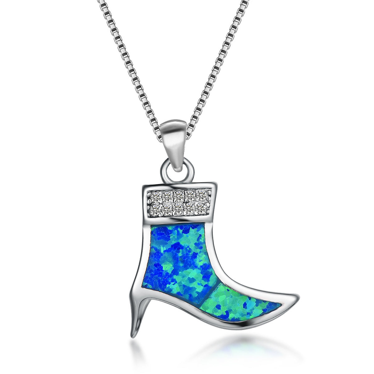 High-heeled shoes with  Opal necklace
