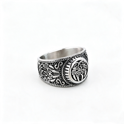 Vintage Nordic Solid Stainless Steel Celtic Rune Bear Claw Ring for Men