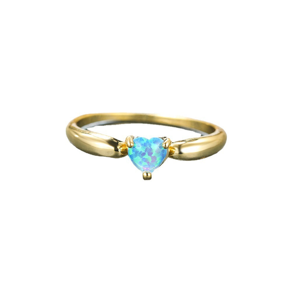 Women's Heart Opal Minimalist Ring