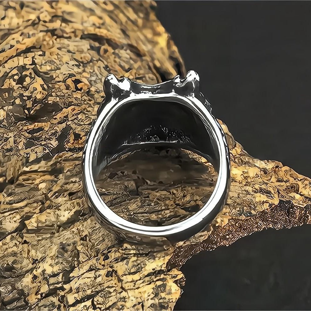 Vintage Stainless Steel Ultra Cool Viking Wolf Head Ring for Men