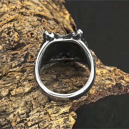 Vintage Stainless Steel Ultra Cool Viking Wolf Head Ring for Men