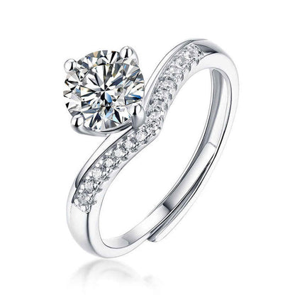 Women's White Gold Crown Shape Adjustable Moissanite Ring