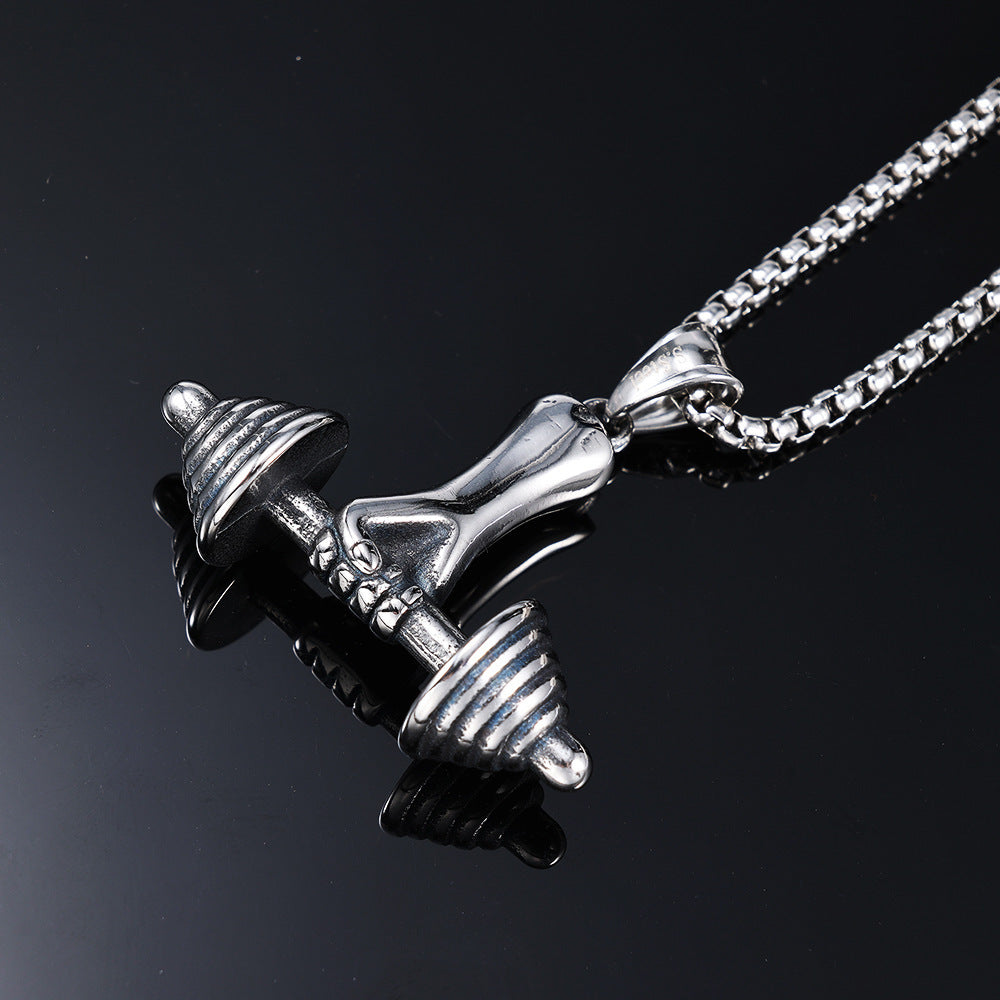 Men's Steel Hand Grip Dumbbell Pendant Necklace