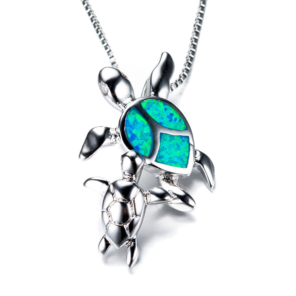 Opal Two turtle-shaped necklaces