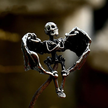 Men's Hip Hop Skull Wings Pendant Necklace