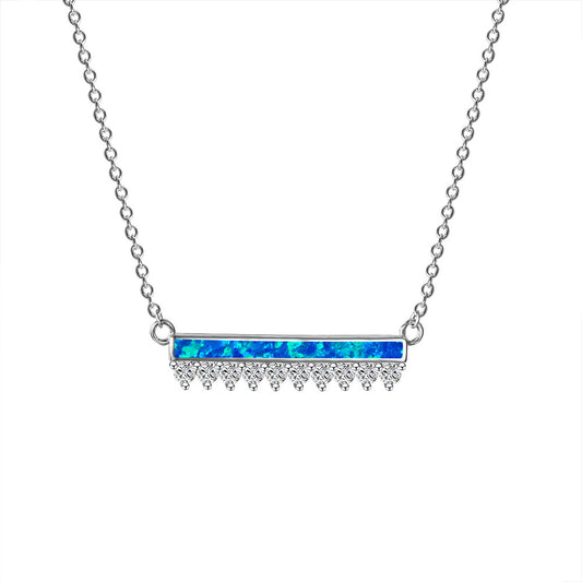 Blue Opal One-Spaced Pendant Necklace