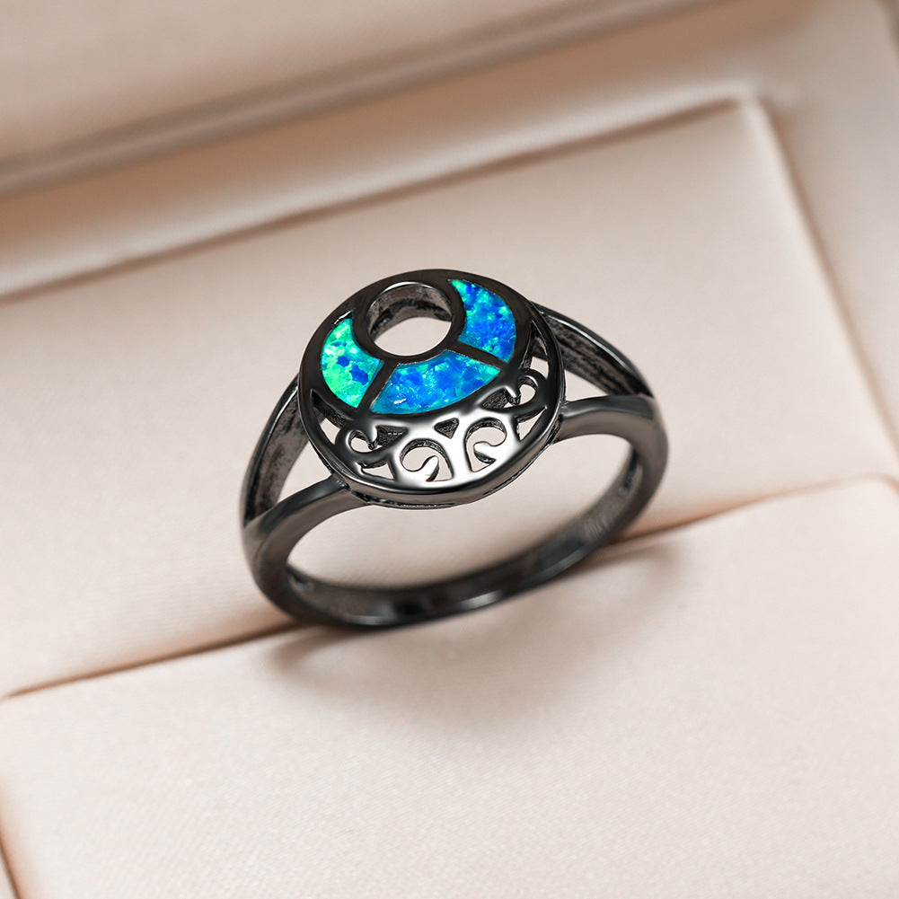 Women's Hollow Crescent Opal Ring