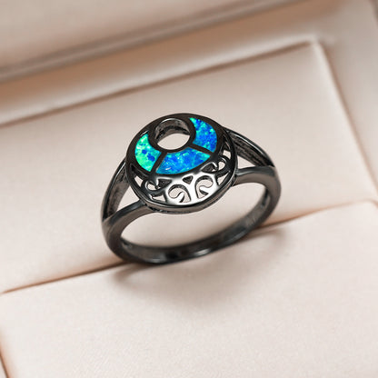 Women's Hollow Crescent Opal Ring