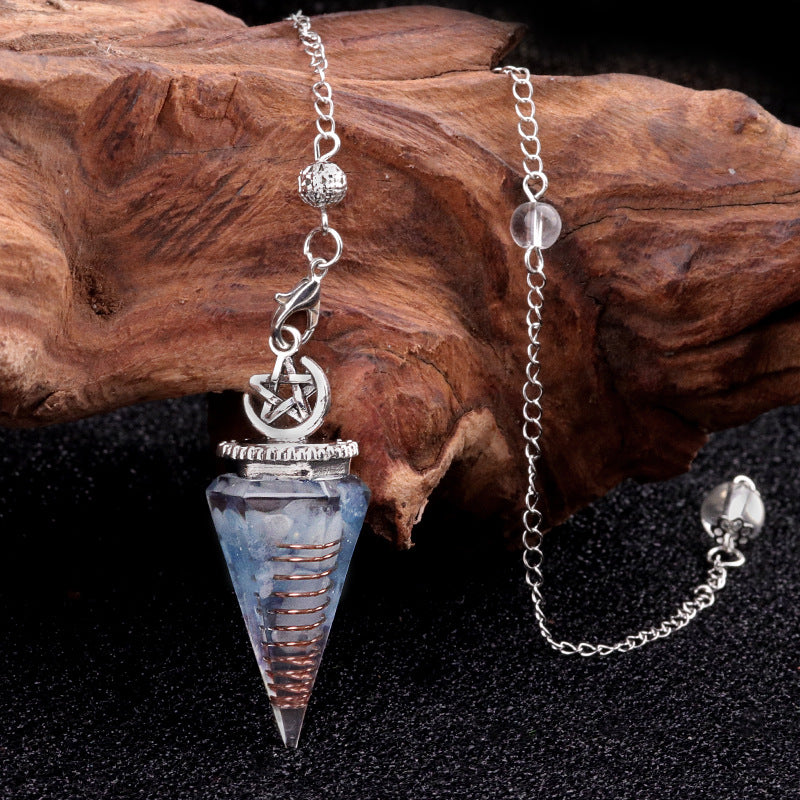 Star Moon Hexagonal Cone Crystal Resin Spirit Pendulum