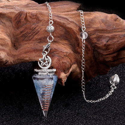 Star Moon Hexagonal Cone Crystal Resin Spirit Pendulum