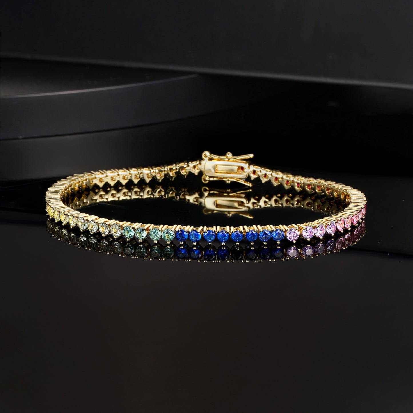 Women&Men's 2.5mm Gradient Zircon Tennis Ball Three-Claw Bracelet