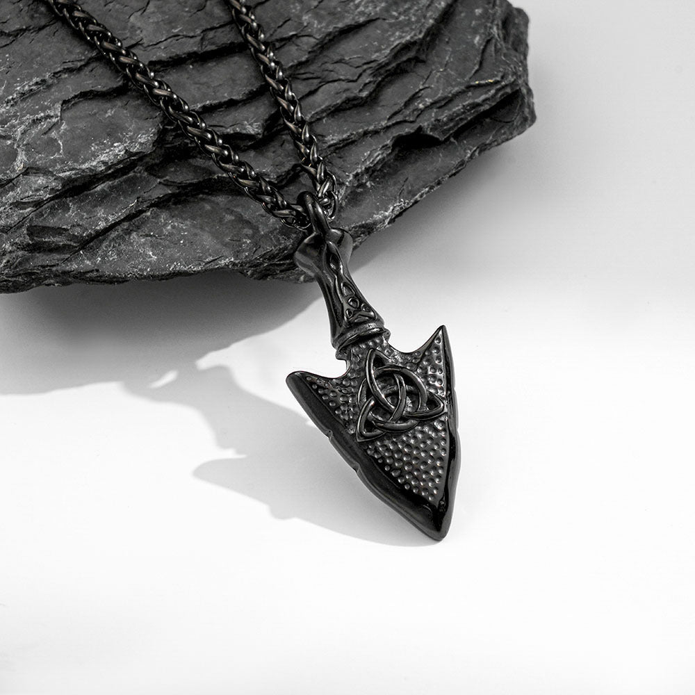 Men's Steel Celtic Knot Spearhead Pendant Necklace
