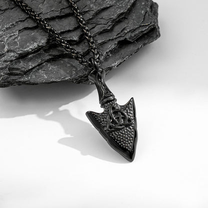Men's Steel Celtic Knot Spearhead Pendant Necklace