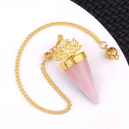 Ancient Golden lotus cone meditation yoga crystal spirit pendulum