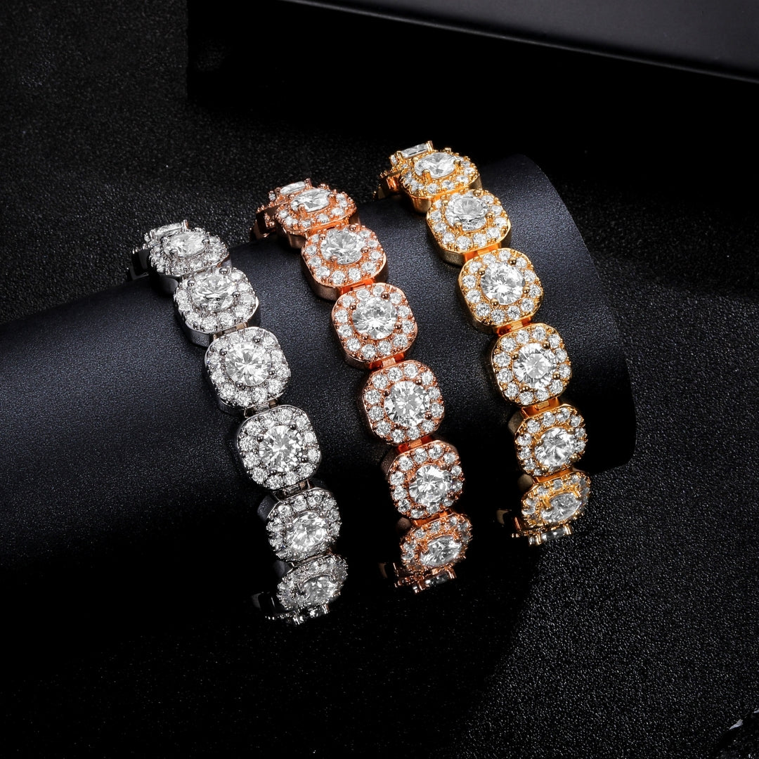 Women&Men's 12mm Cubic Zirconia Flip Clasp Cuban Link Tennis Bracelet