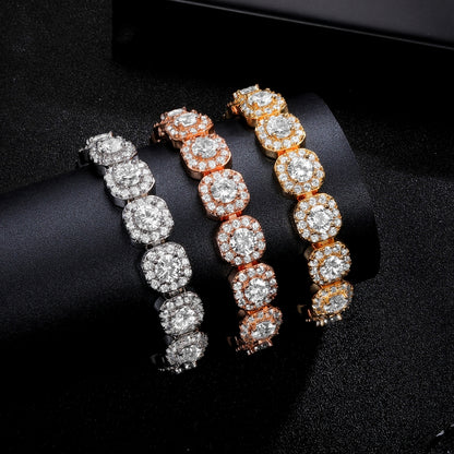 Women&Men's 12mm Cubic Zirconia Flip Clasp Cuban Link Tennis Bracelet