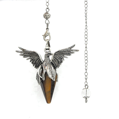 Crystal Rhombus-Cone Cut Peacock Spirit Pendulum