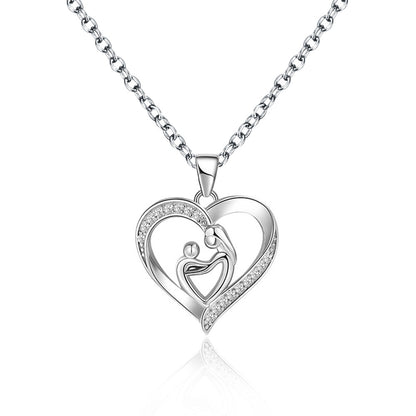 Women's Silvery 'Mom Hug Baby' Hollow Pendant