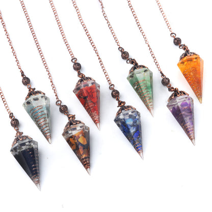Colorful crystal clock pendulum ancient red copper flower base resin spirit pendulum