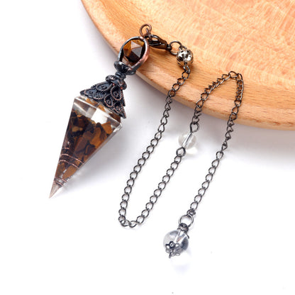 Antique copper crystal semi-precious stone multi-colored gravel resin spirit pendulum
