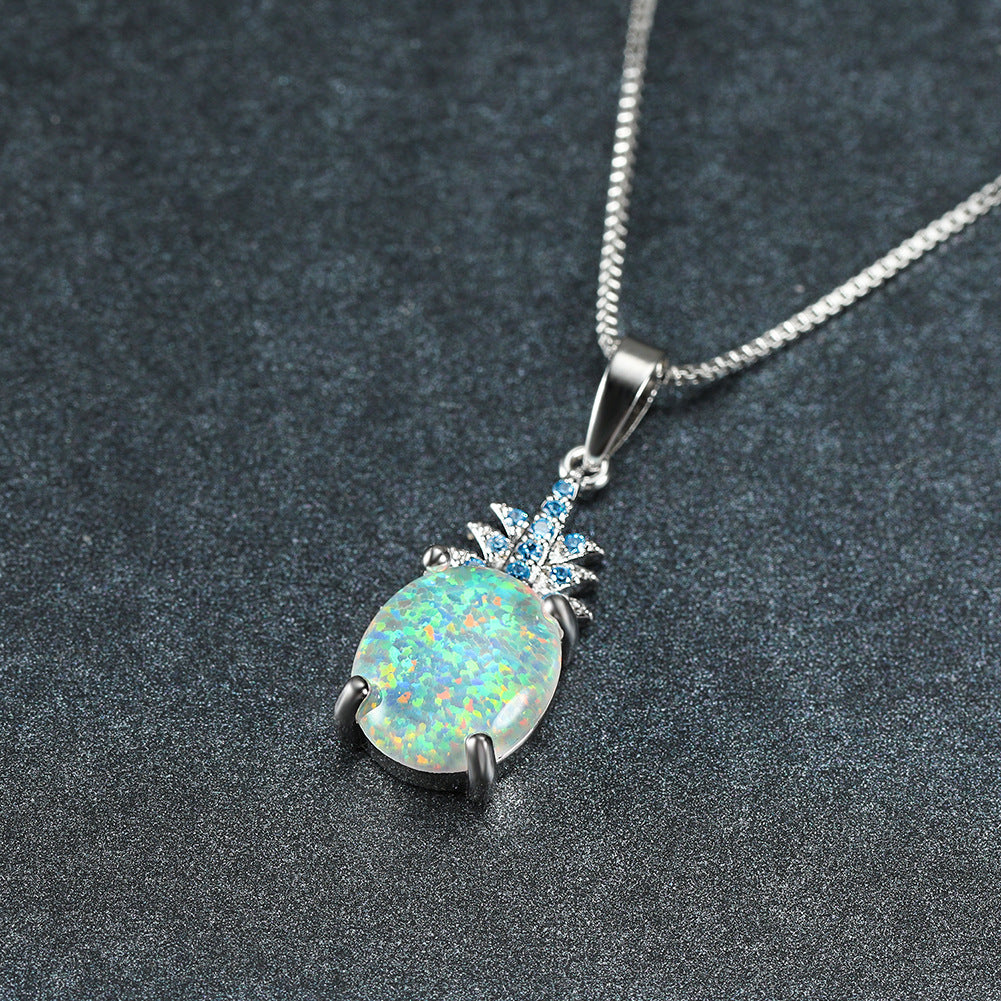 Opal Pineapple Pendant Necklace