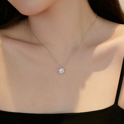 Women's Star of David Pendant Necklace, Inlaid Round Clear Zirconia, S925 with White Gold Plating
