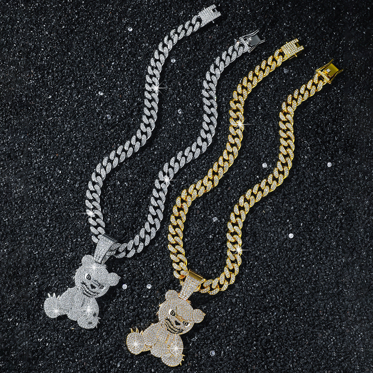 Hip-Hop Animal Bear Cuban Chain Pendant Necklace